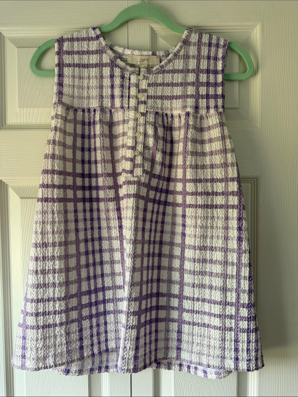 LOFT women’s ' Lavender and White Plaid Sleeveless top